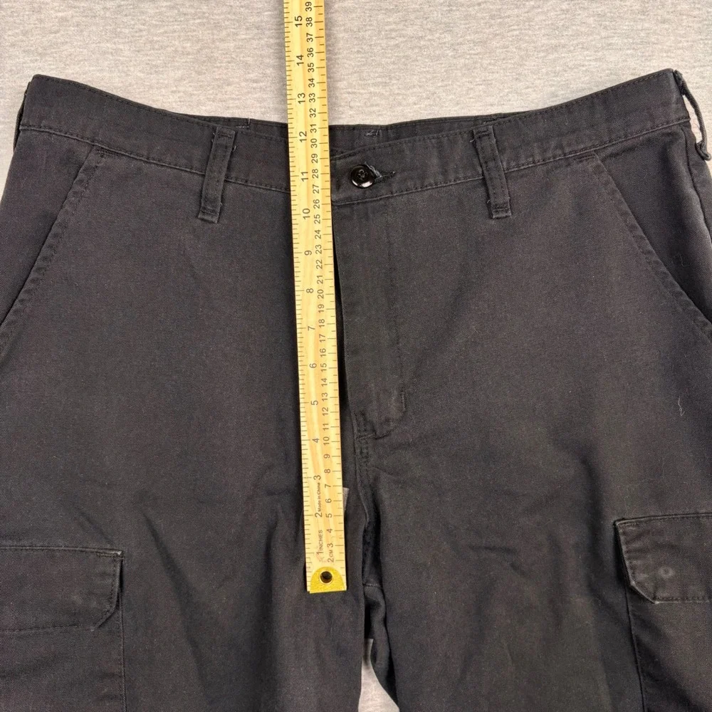 Red Kap Mens Black Cargo Shorts Workwear Flat Front Size 35 0797